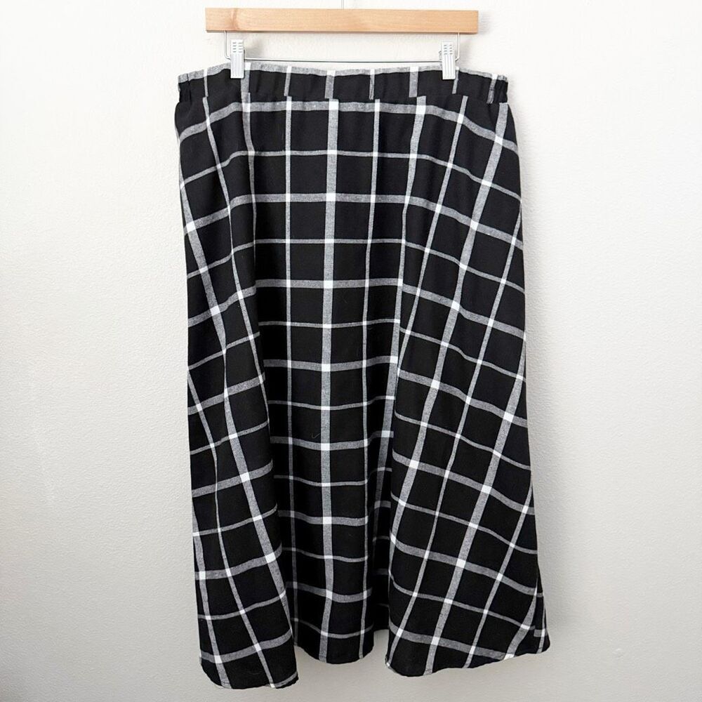 BLOOMCHIC | NWT Black White Midi Skirt Plaid Windowpane Check A-Line |‎ 18-20